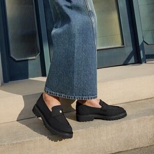 Vivaia Black Knit Loafers Chunky Lug Sole Comfort Moc Toe Women's Shoes US‎ 7.5